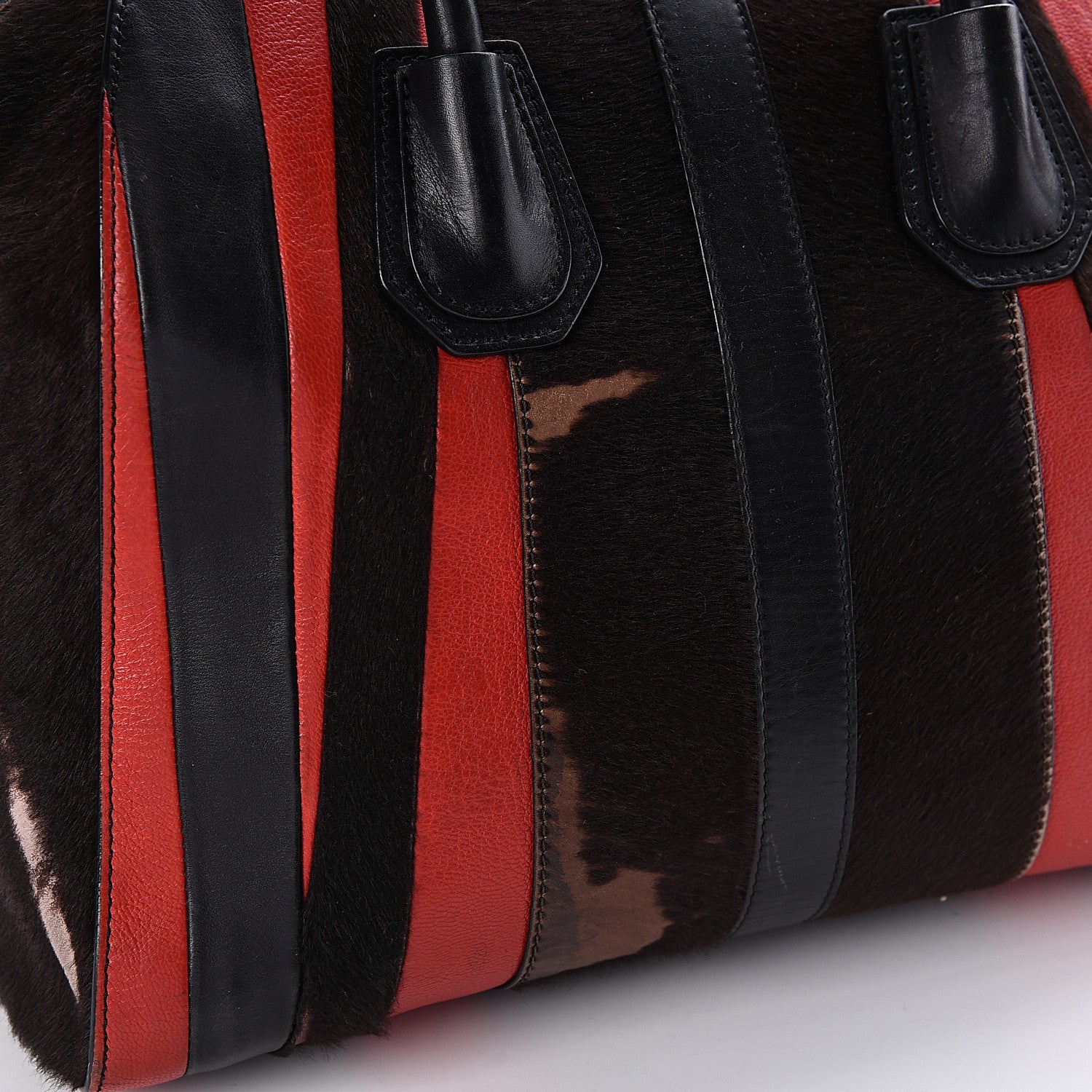 Givenchy Calf Hair Goatskin Smooth Calfskin Patchwork Medium Antigona Black Red 12 of 19