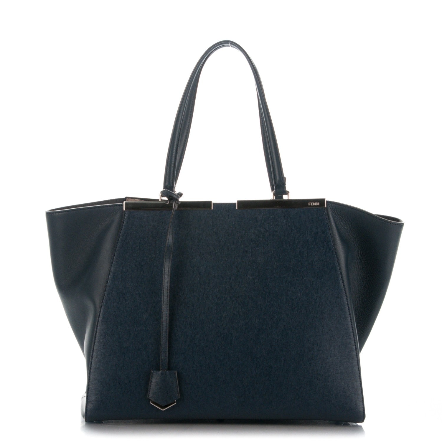 Fendi Vitello Elite Flamingo Large 3Jours Tote Navy 1 of 7