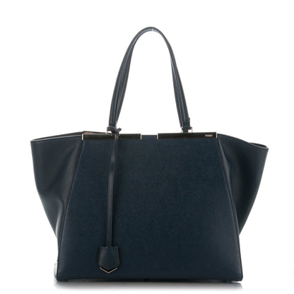 Fendi Vitello Elite Flamingo Large 3Jours Tote Navy 1 of 7