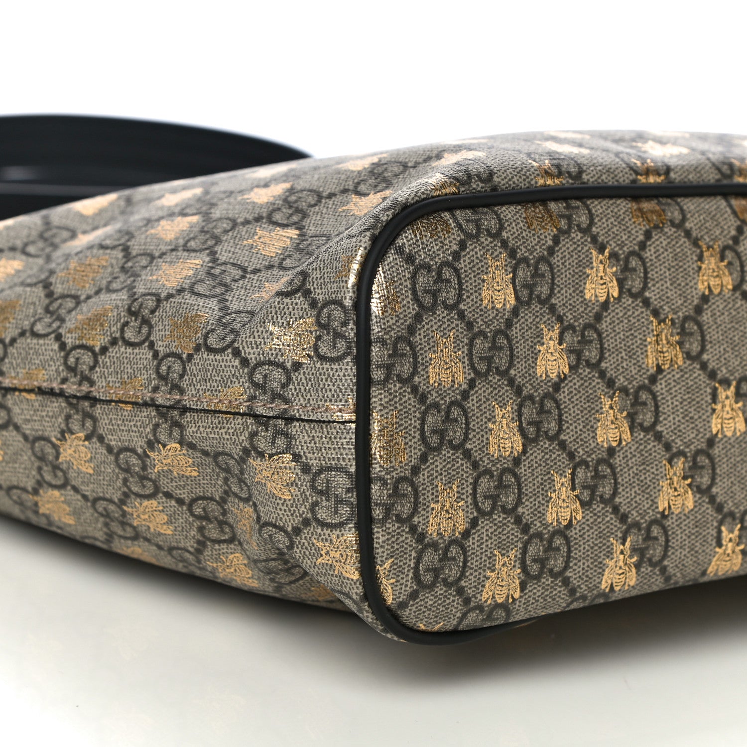 Gucci Soft GG Supreme Monogram Bees Small Crossbody Tote Beige Oro Black 8 of 10