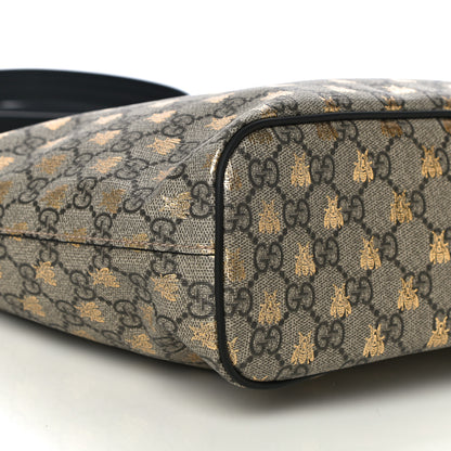 Gucci Soft GG Supreme Monogram Bees Small Crossbody Tote Beige Oro Black 8 of 10