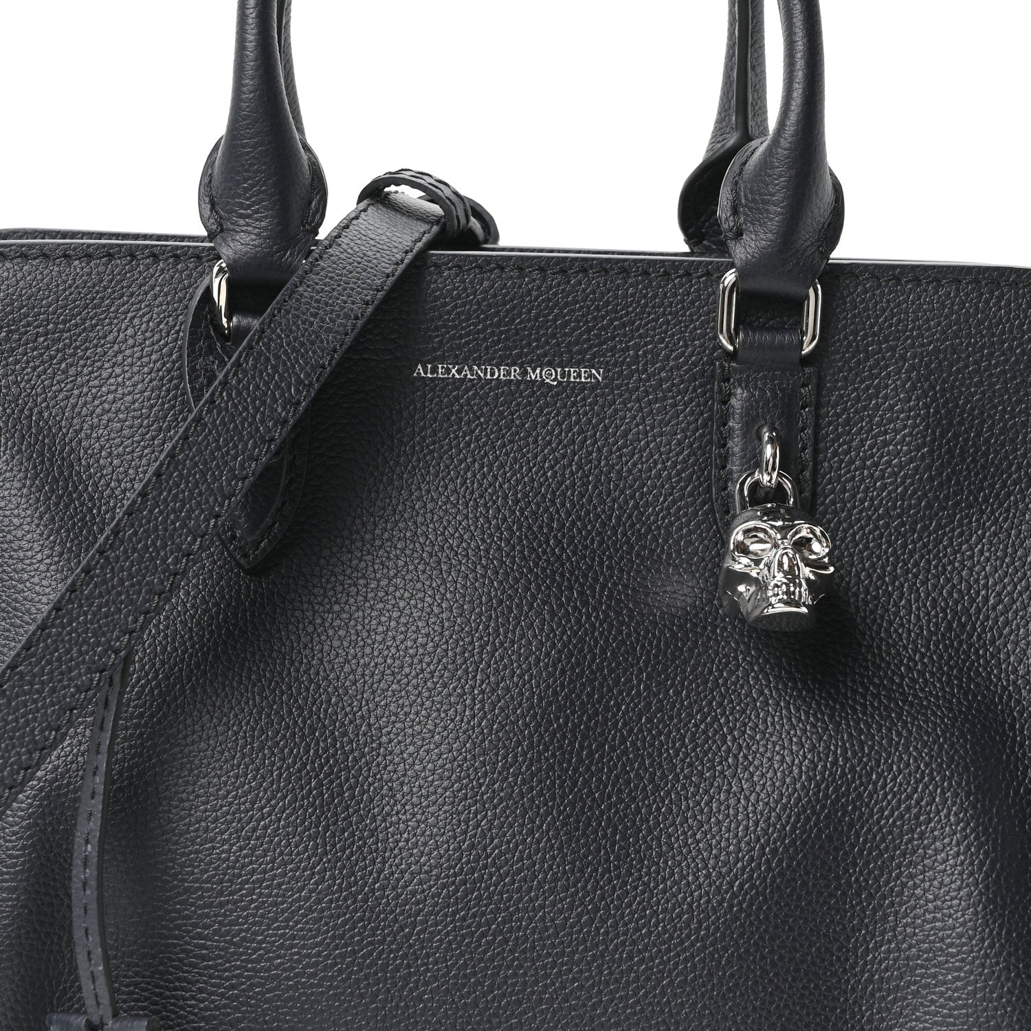 Alexander McQueen Pebbled Calfskin Small Skull Padlock Zip Around