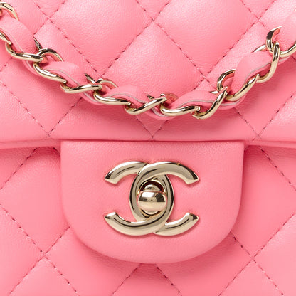 Chanel Lambskin Quilted Mini Rectangular Flap Pink 9 of 13