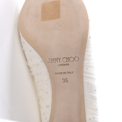 Jimmy Choo Mesh Glitter Pointy Toe Polka Dot Romy 85 Pumps 36 White Silver 9 of 10