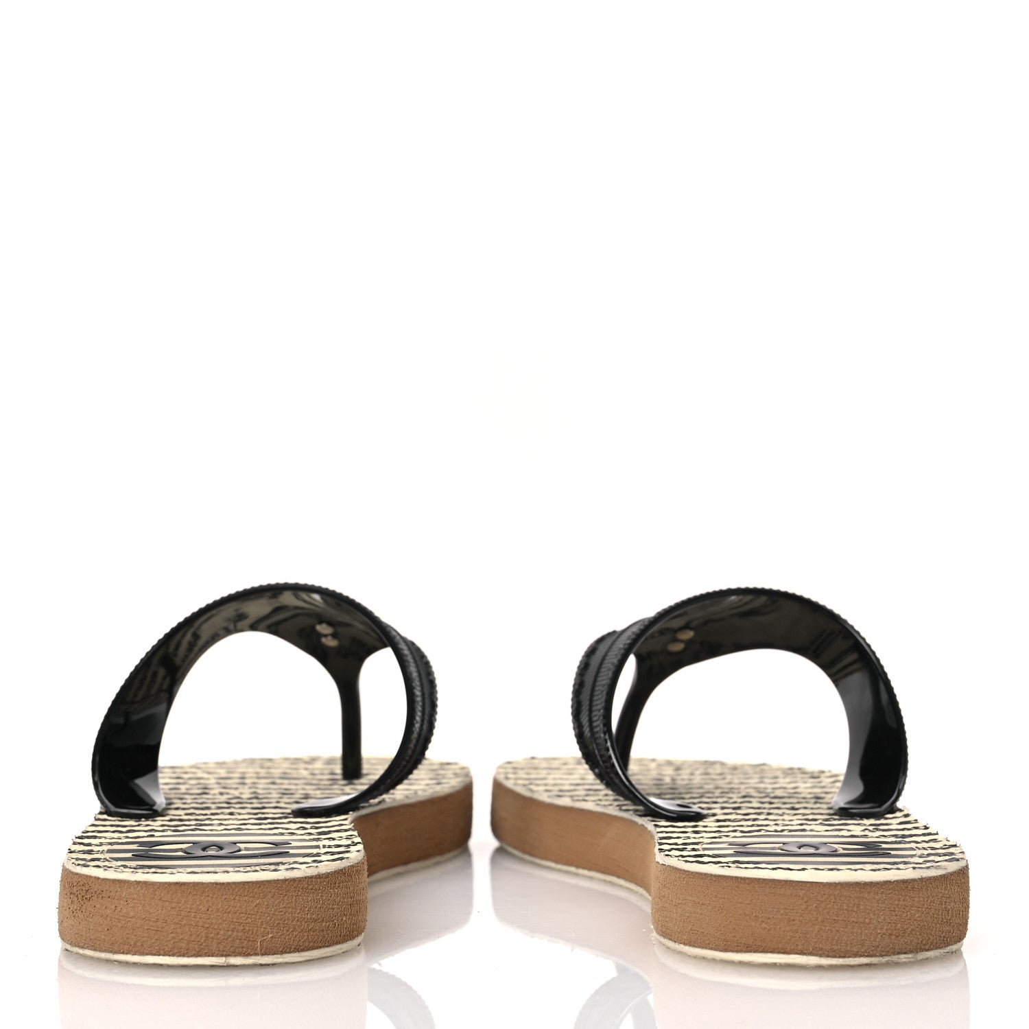 Chanel Entre Doigts Thong Sandals 39 Black White 6 of 11