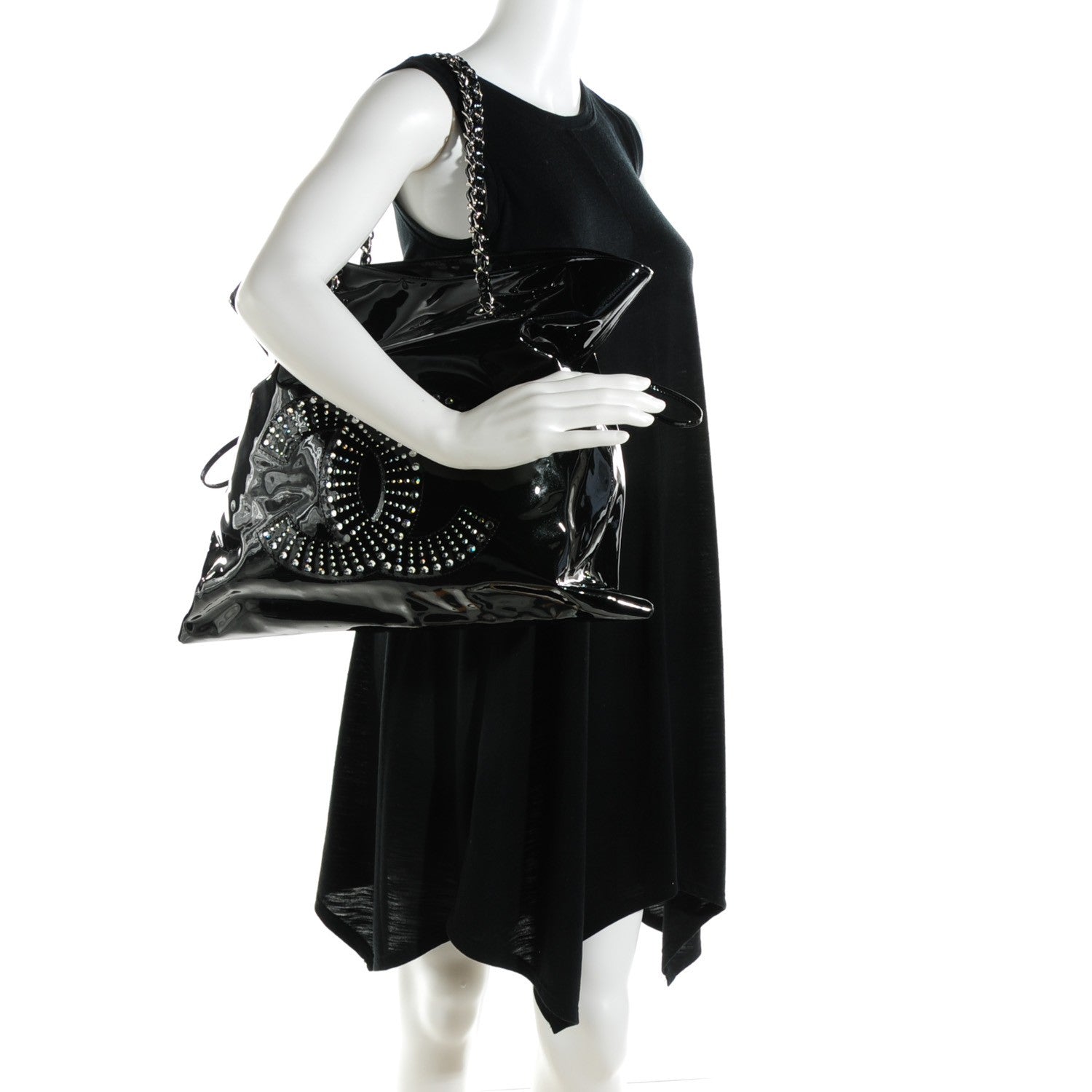 Chanel Patent Crystal Strass Bonbons Tote Black 2 of 6