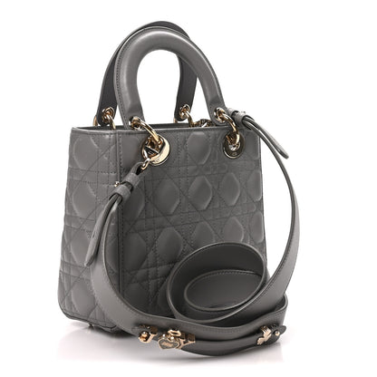 Christian Dior Lambskin Cannage Small My ABCDior Lady Dior Grey 2 of 10