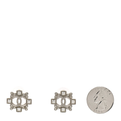 Chanel Swarovski Crystal CC Earrings Silver 2 of 4