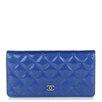 Chanel Patent Calfskin Quilted Yen Wallet Blue 1 of 9