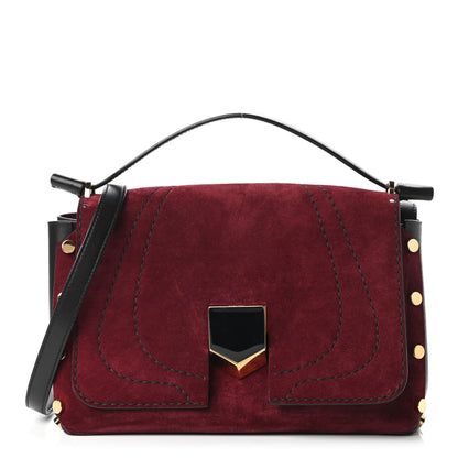 Jimmy Choo Suede Small Lockett Shoulder Bag Bordeaux 1 of 10
