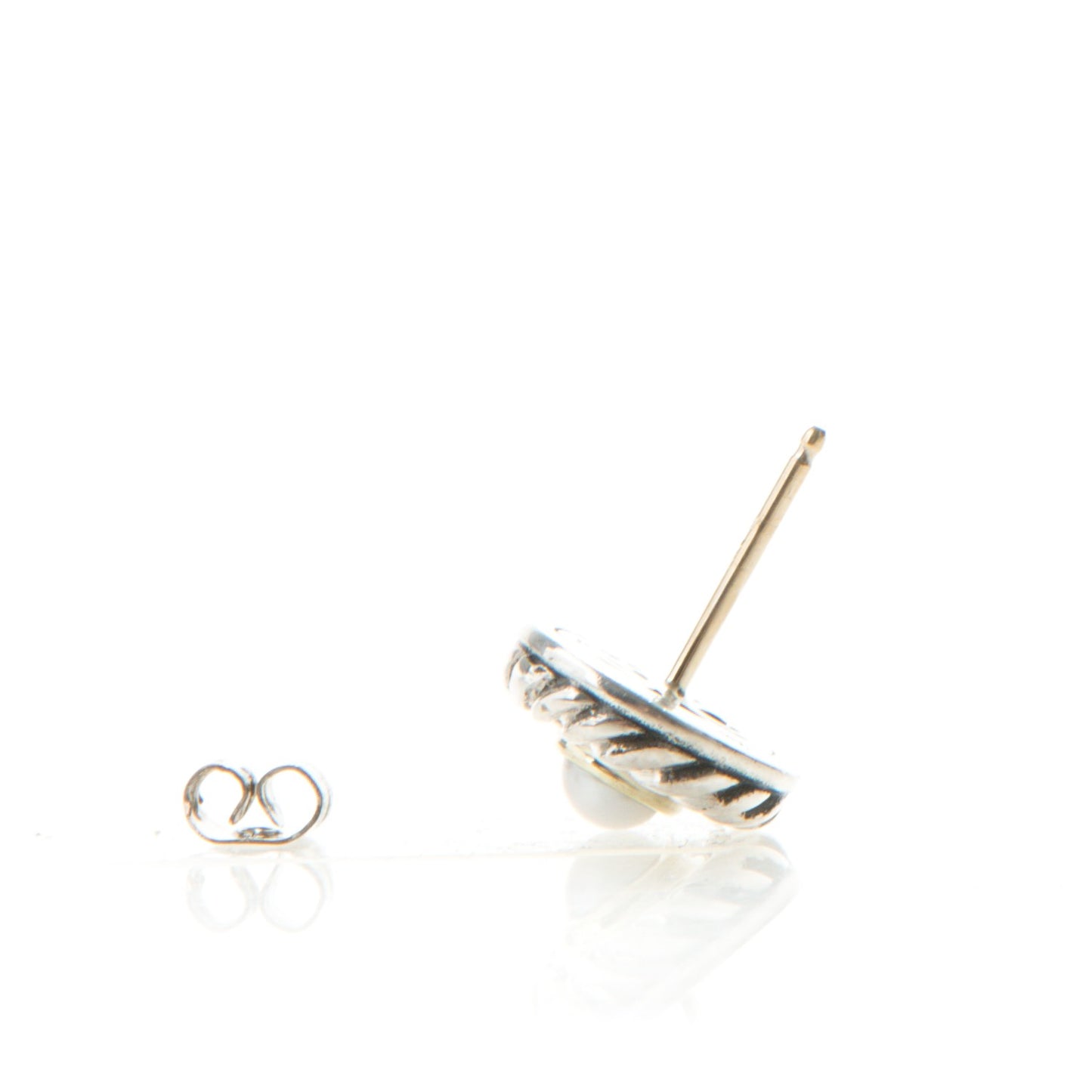 Sterling Silver 14K Yellow Gold Pearl Cookie Earrings