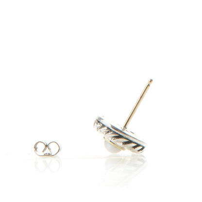 David Yurman Sterling Silver 14K Yellow Gold Pearl Cookie Earrings 3 of 5