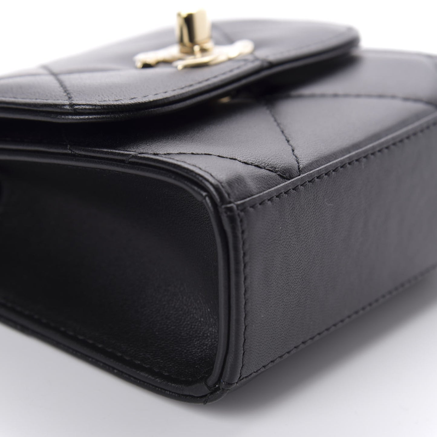 Lambskin Quilted Mini Trendy CC Chain Wallet Black