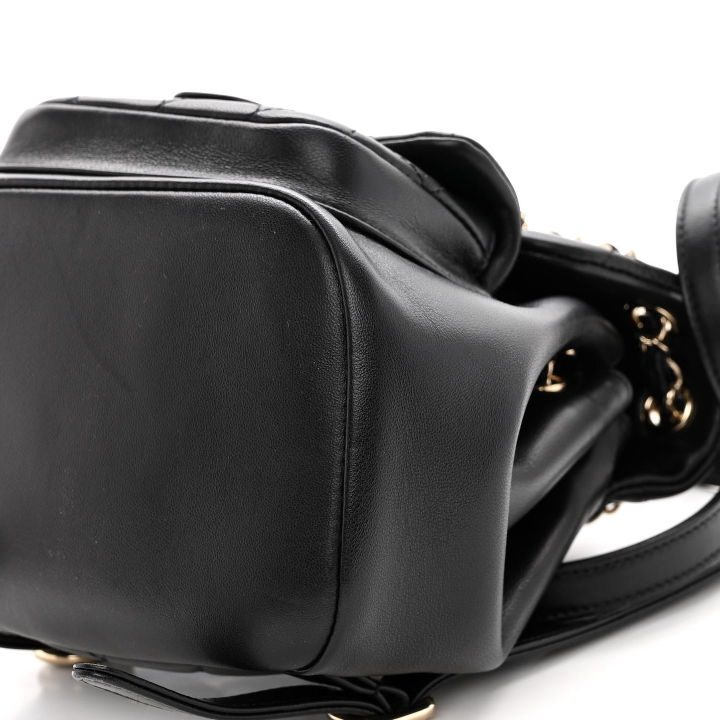 Lambskin Quilted Small Duma Drawstring Backpack Black