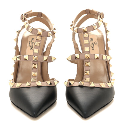 Valentino Garavani Calfskin Nappa Rockstud Ankle Strap 100mm Pumps 36.5 Black Poudre 2 of 8