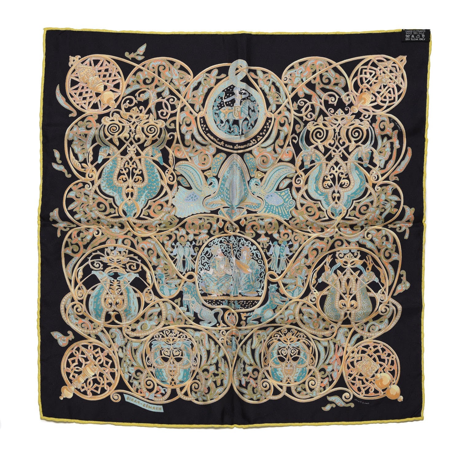 Hermes Silk La Charmante Aux Animaux Pocket Square Scarf 7 of 7