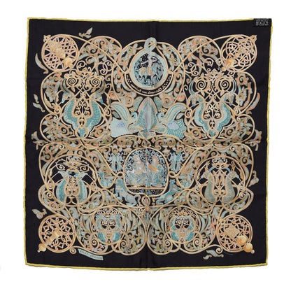Hermes Silk La Charmante Aux Animaux Pocket Square Scarf 7 of 7