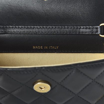 Chanel Lambskin Quilted Pearl Crush Clutch With Chain Black 9 of 12