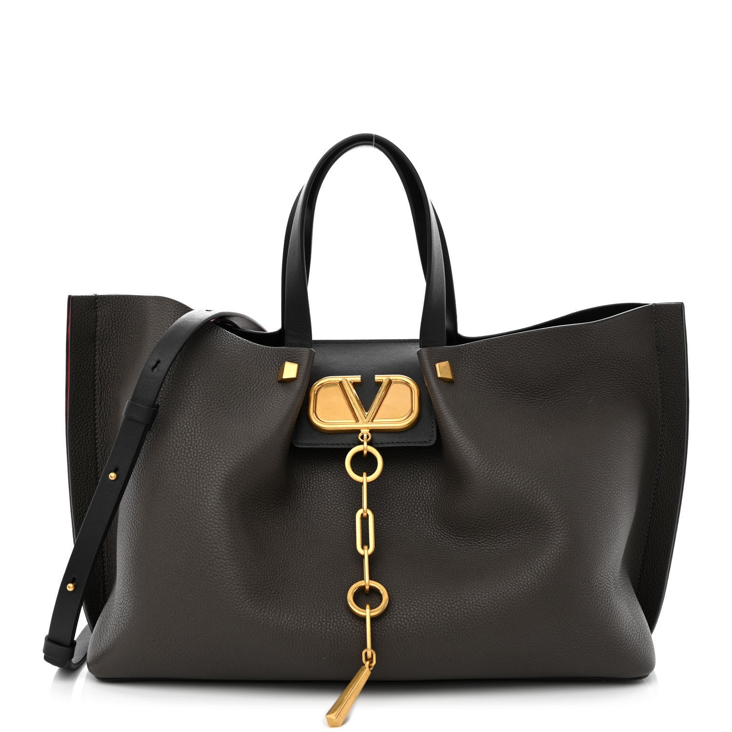 Valentino Garavani Grainy Calfskin Medium VLogo Escape Shopper Black 3 of 11