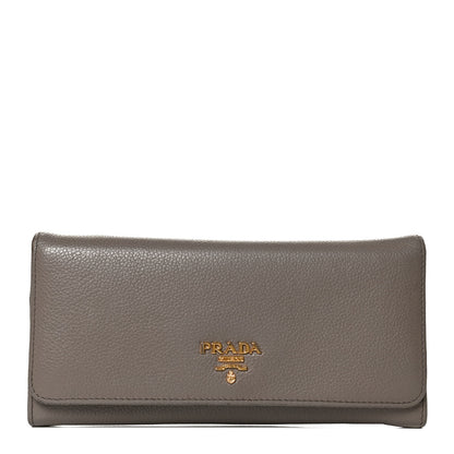 Prada Vitello Daino Metal Continental Flap Wallet Argilla 1 of 14