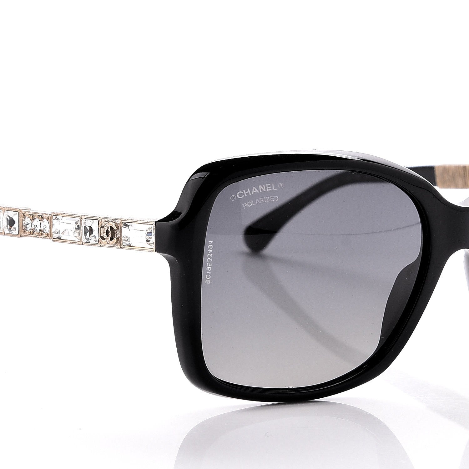 Chanel Crystal Baguette Polarized Square Sunglasses 5308-B Black 7 of 18