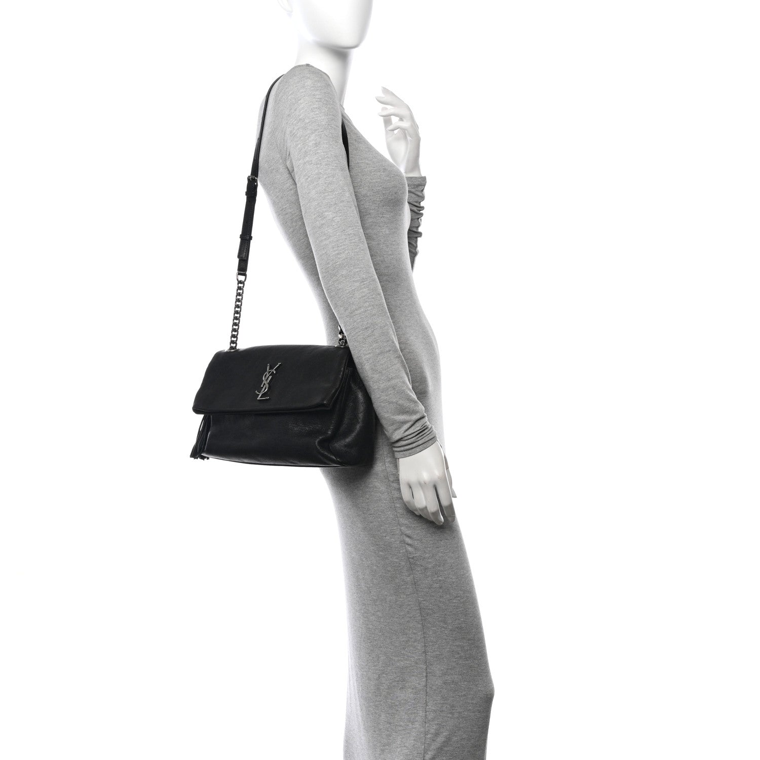Saint Laurent Sheepskin Medium West Hollywood Monogram Fold-Over Bag Black 2 of 12