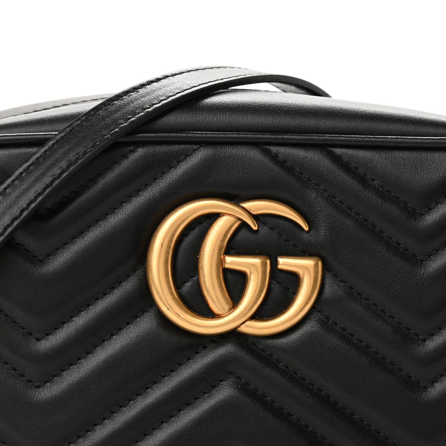 Calfskin Matelasse Small GG Marmont Chain Shoulder Bag Black