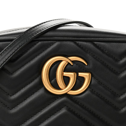 Gucci Calfskin Matelasse Small GG Marmont Chain Shoulder Bag Black 8 of 10