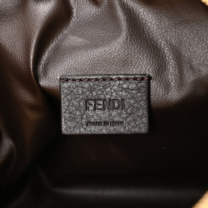 Fendi X SARAH COLEMAN Glazed Canvas Vitello King FF Vertigo Small Trapezoid Beauty Pouch Mimosa White 6 of 8