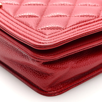 Chanel Caviar Quilted Boy Wallet On Chain WOC Red 10 of 10
