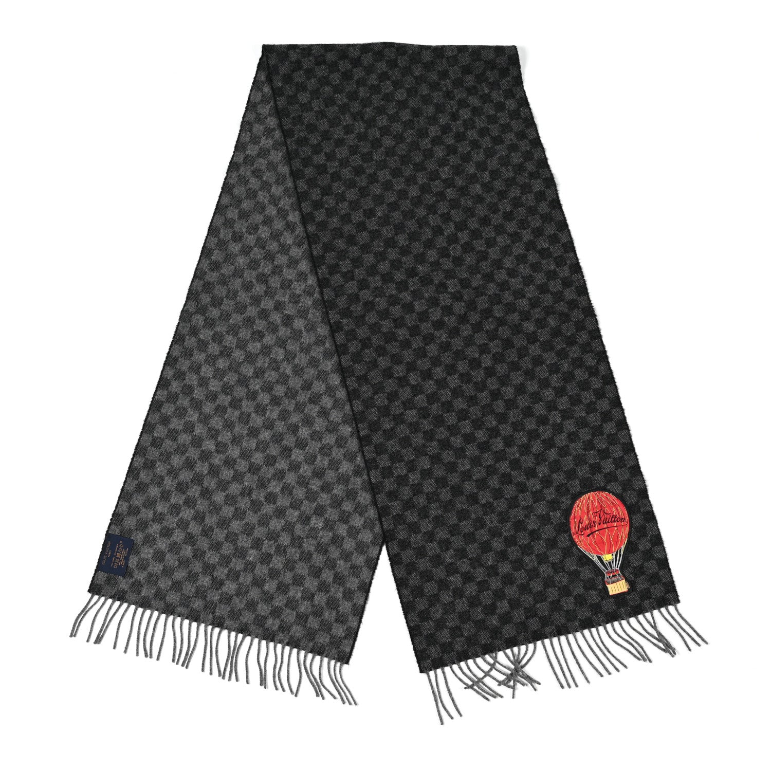 Louis Vuitton Wool Alpaca Damier Graphite Map Scarf Black 2 of 3