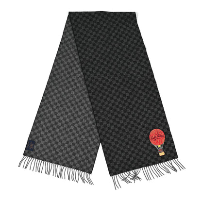 Louis Vuitton Wool Alpaca Damier Graphite Map Scarf Black 2 of 3
