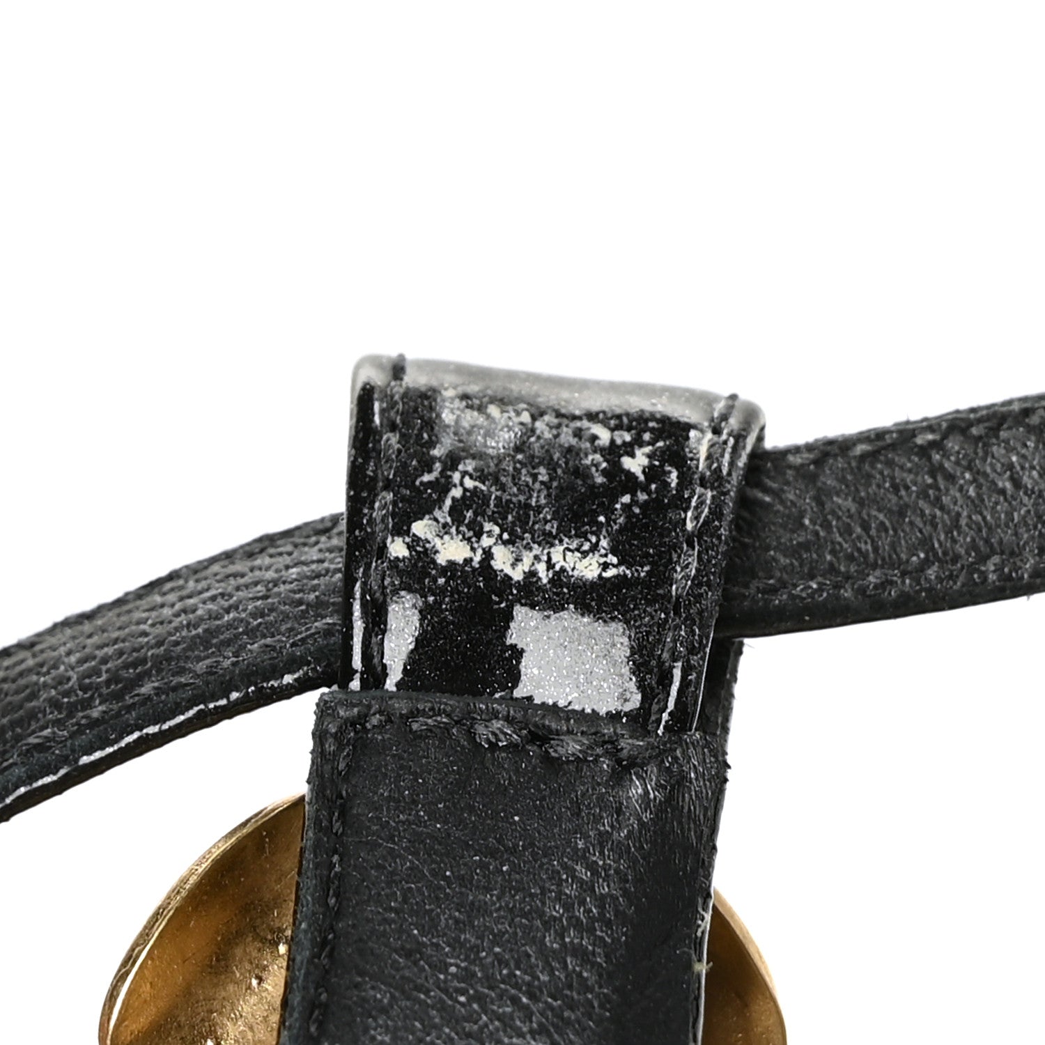 Chanel Crackled Patent Calfskin Pearl Camellia Thong Sandals 36 Black 8 of 9
