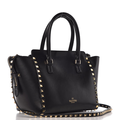 Valentino Garavani Vitello Small Rockstud Double Handle Tote Black 4 of 9