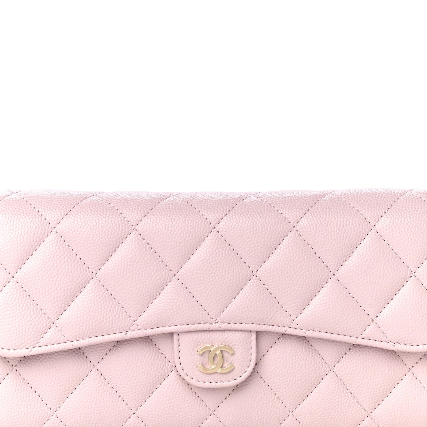 Caviar Quilted Large Gusset Flap Wallet Light Pink