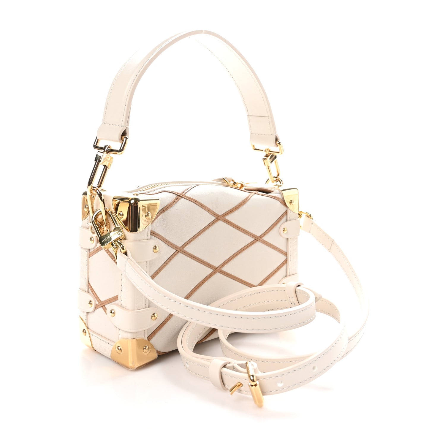 Lambskin Malletage Side Trunk PM Creme Noisette