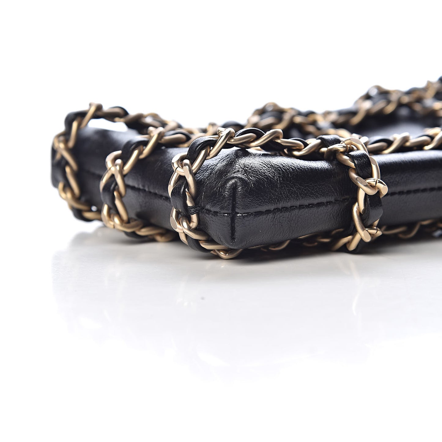 Lambskin Tech Me Out Clutch With Chain Black