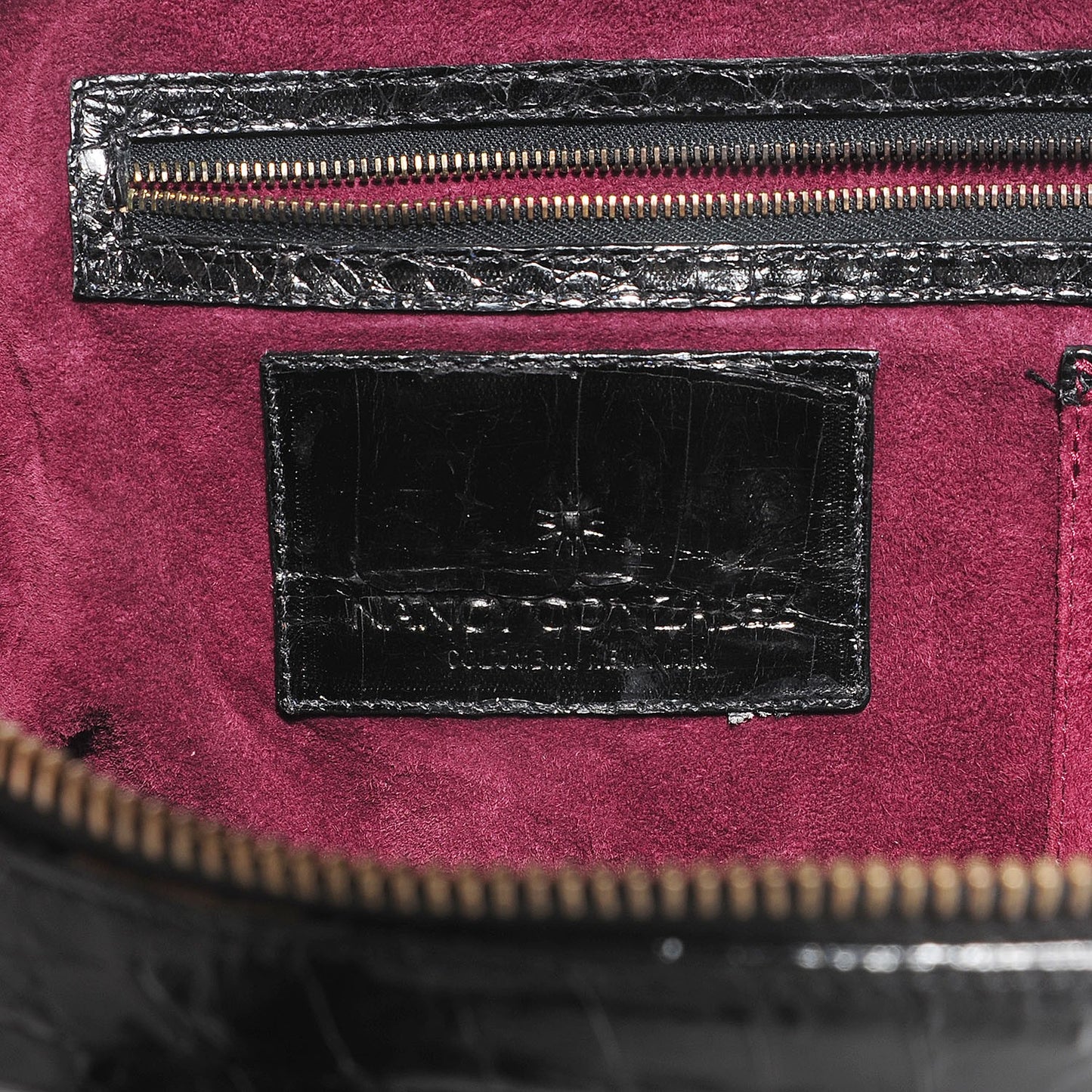 Glossy Crocodile Medium Satchel Black