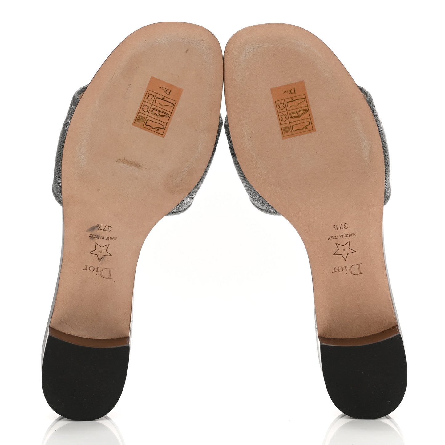 Canvas Lame Embroidered Dway 50mm Slide Sandals 37.5 Metal Grey