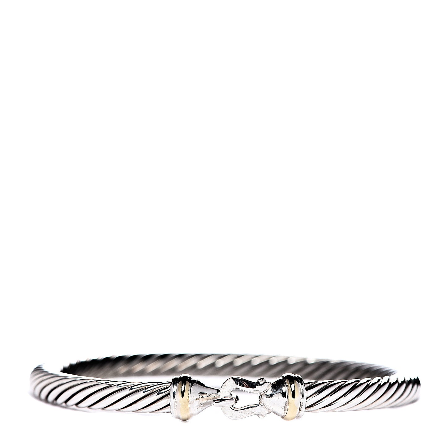 Sterling Silver 18K Yellow Gold 5mm Cable Classic Buckle Bracelet