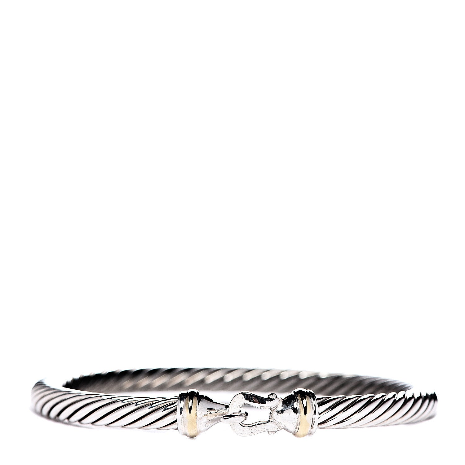 David Yurman Sterling Silver 18K Yellow Gold 5mm Cable Classic Buckle Bracelet 1 of 4