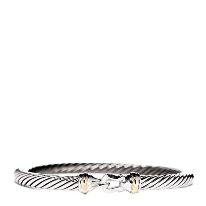 David Yurman Sterling Silver 18K Yellow Gold 5mm Cable Classic Buckle Bracelet 1 of 4