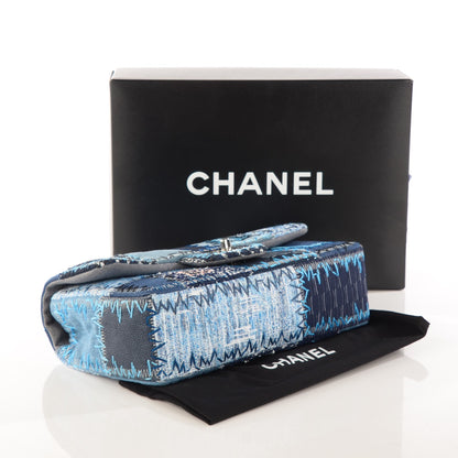Chanel Denim Tweed Patchwork Medium Single Flap Blue 4 of 8