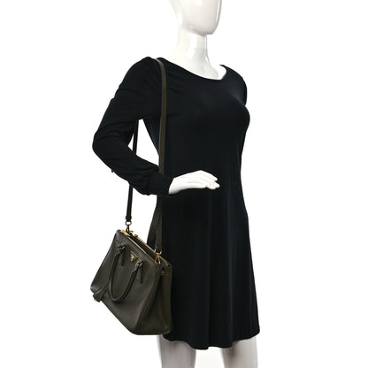 Prada Saffiano Small Galleria Double Zip Tote Militare 2 of 11