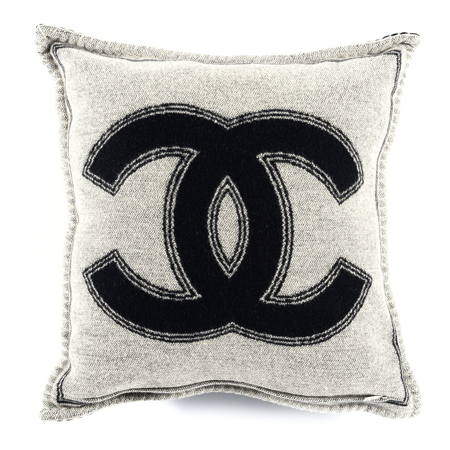 Merino Wool Cashmere CC Pillow Black Beige