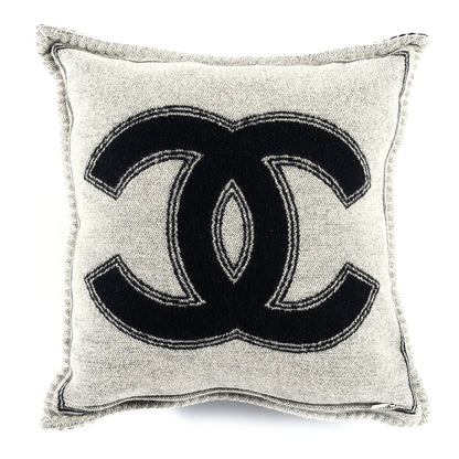 Chanel Merino Wool Cashmere CC Pillow Black Beige 1 of 3