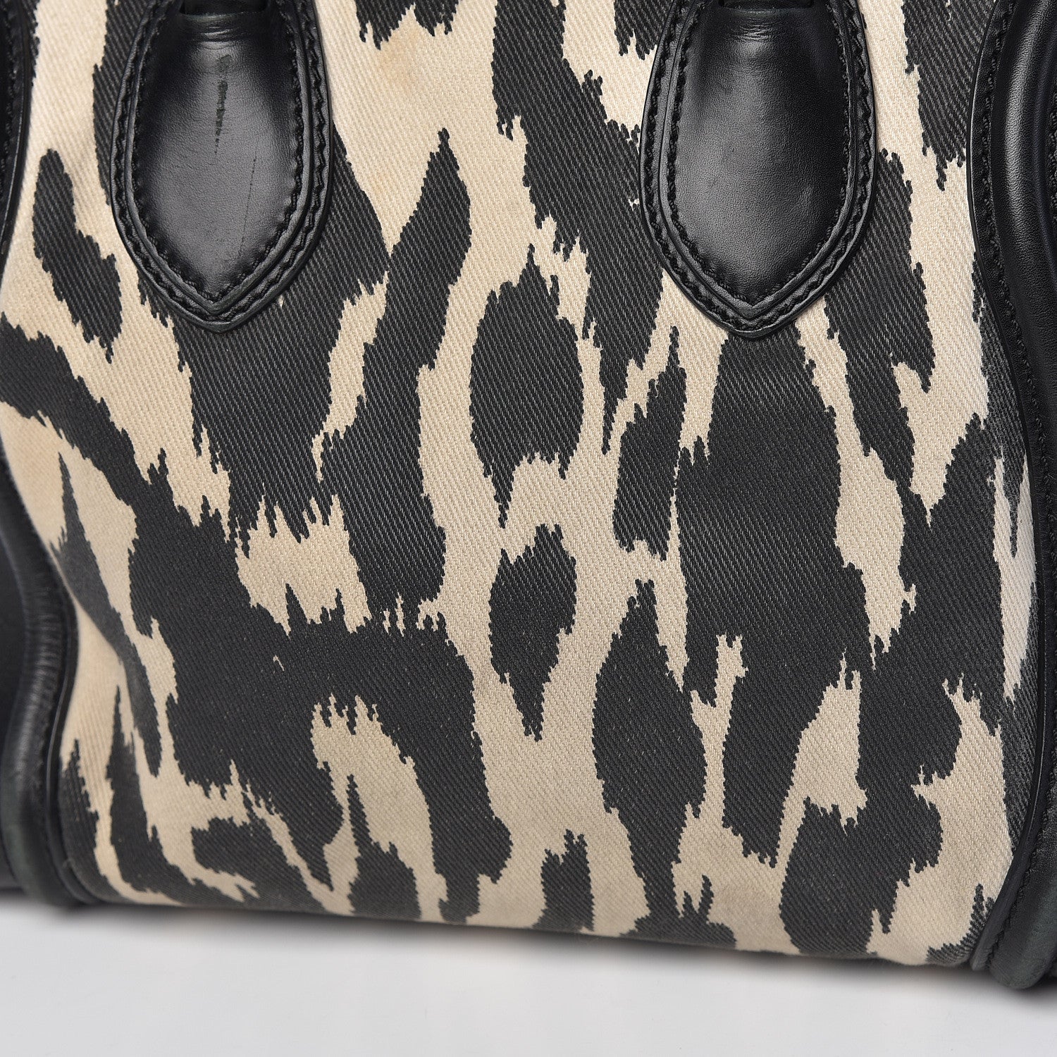 Celine Canvas Smooth Calfskin Leopard Print Mini Luggage Black 19 of 25