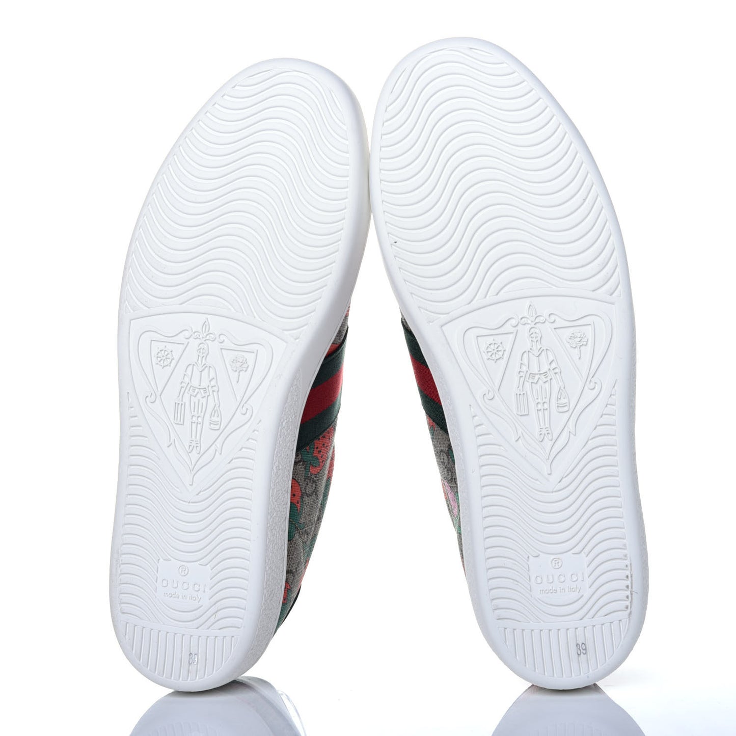 GG Supreme Monogram Strawberry Web Womens Ace Sneakers 39 Beige Multicolor Red Green