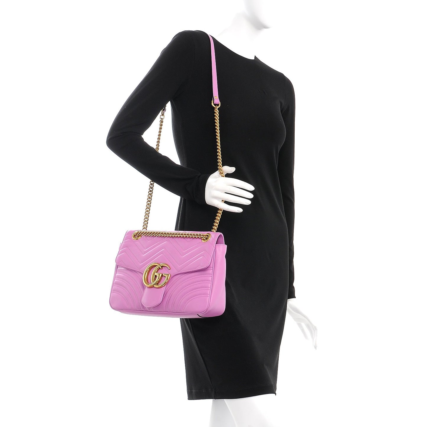 Calfskin Matelasse Medium GG Marmont Shoulder Bag Candy Mousse