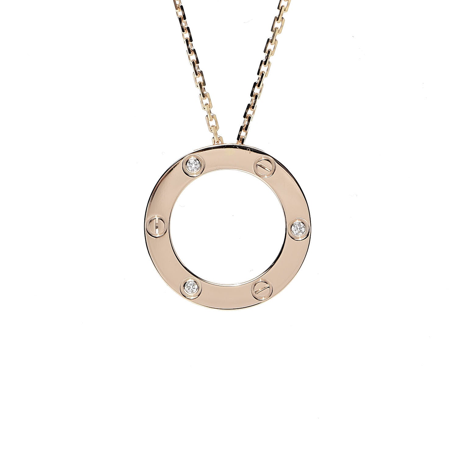 Cartier 18K Pink Gold 3 Diamonds LOVE Pendant Necklace 4 of 8